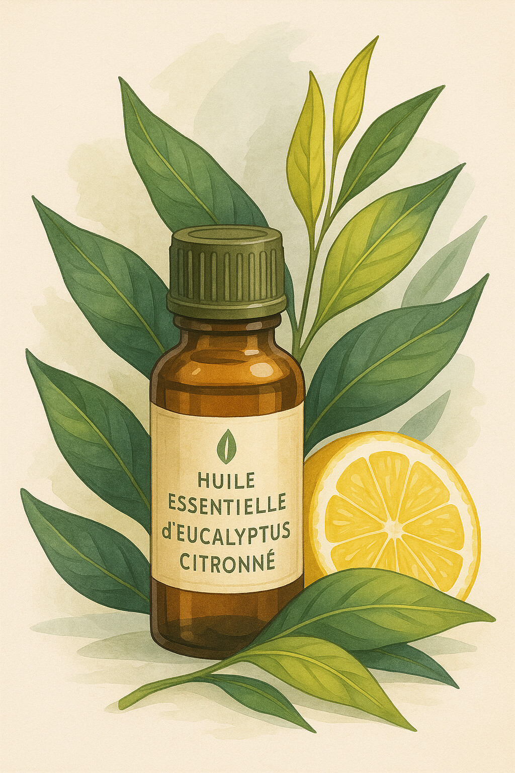 Flacon d'huile essentielle de eucalyptus citronné