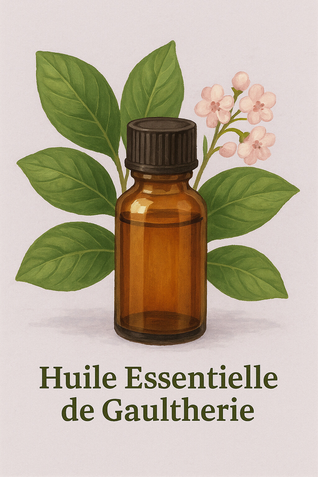 Flacon d'huile essentielle de gaulthérie couchée