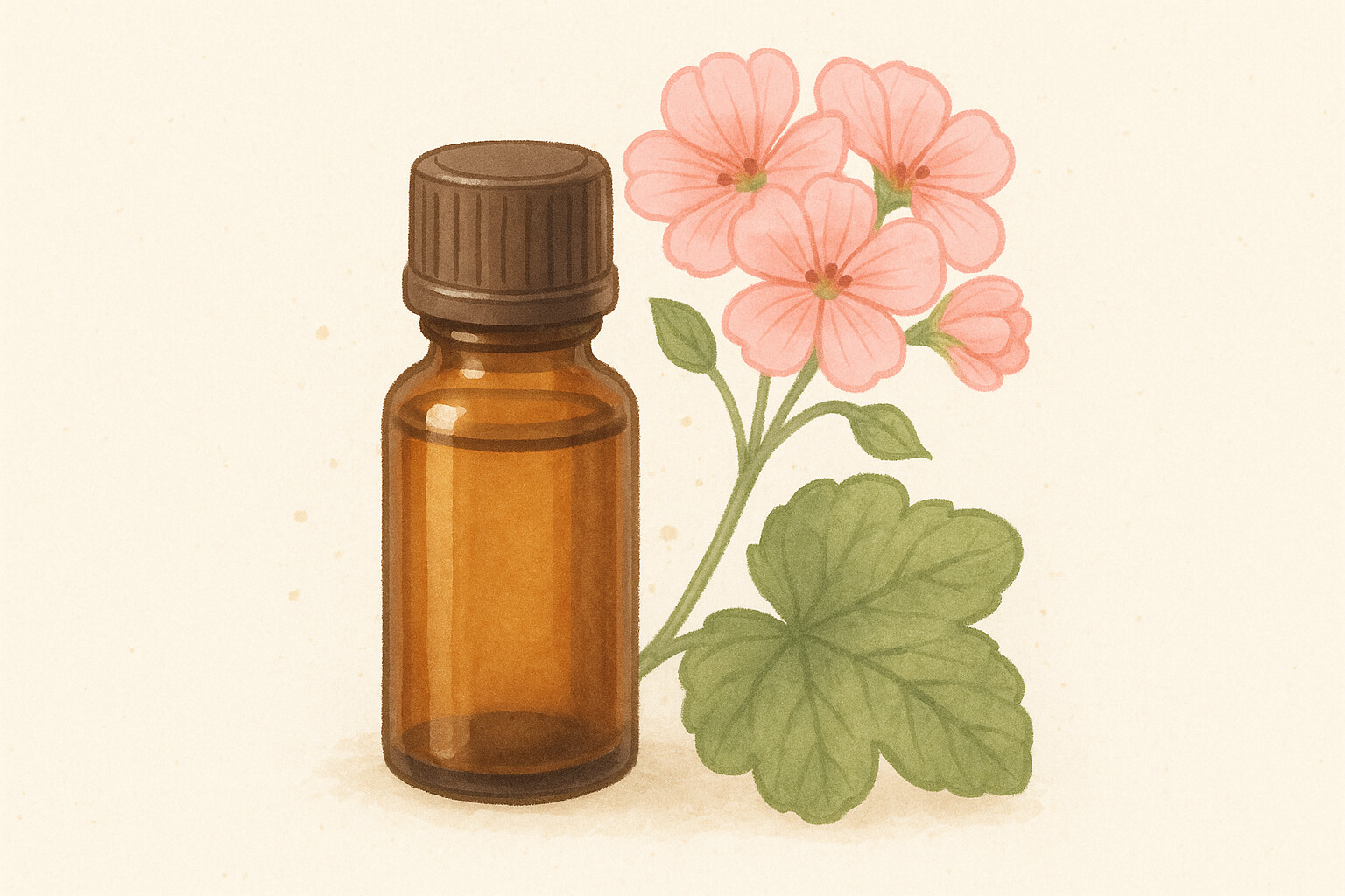 Flacon d'huile essentielle de géranium rosat